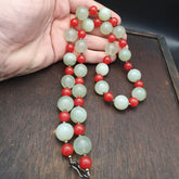 Chinese Jade Tibetan Jadeite Beads necklace with Silver Lock